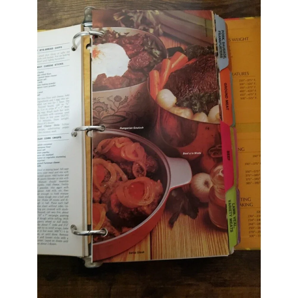 Woman's Day Collectors Cookbook VINTAGE 1970 Yellow Hardcover  Binder Ephemera